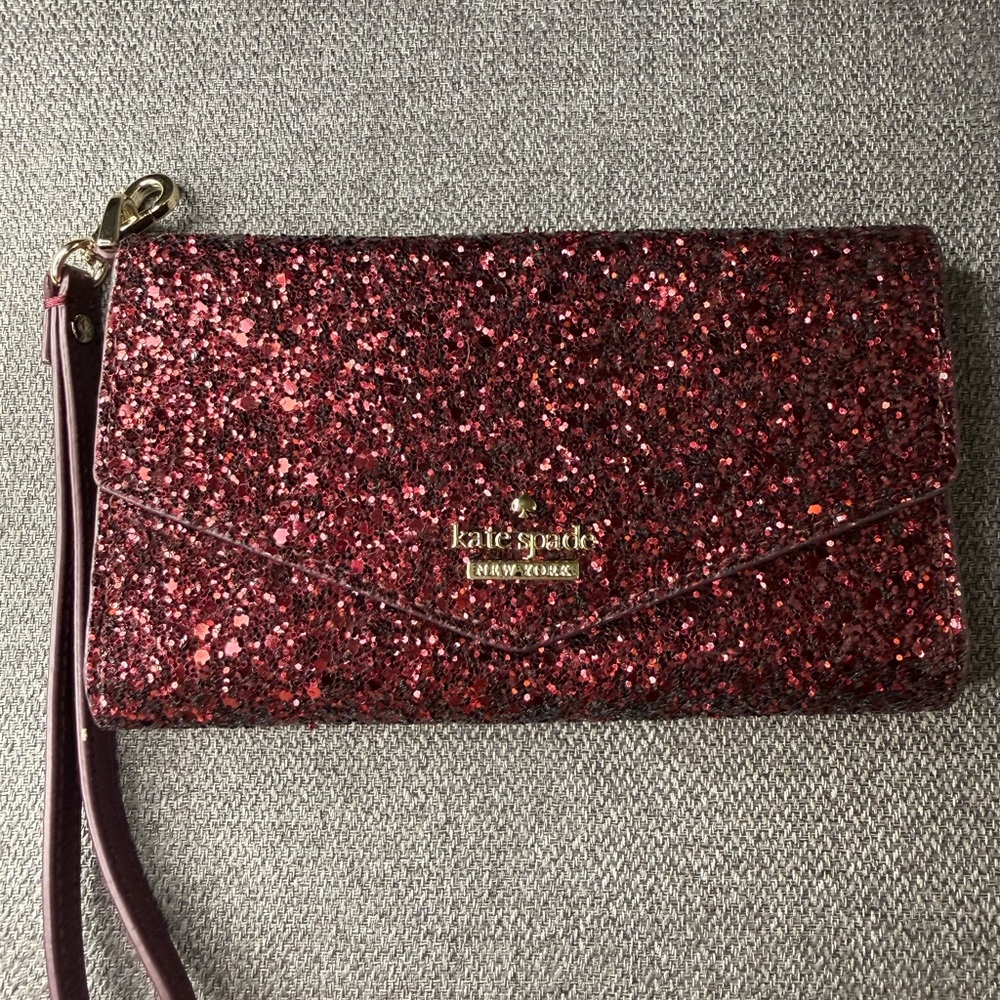BNWOT NEVER USED kate spade Glitter Clutch - Red